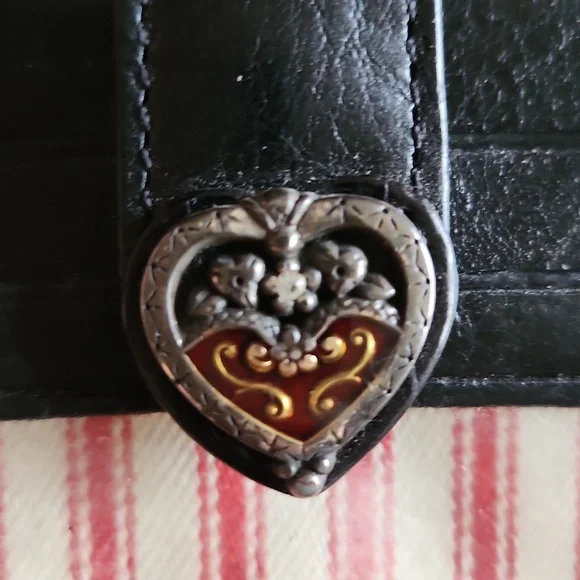 Brighton Black Card Holder Wallet/crossbody with Heart Detail - Picture 9 of 9